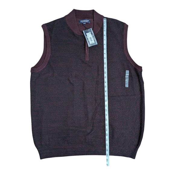 Men's Roundtree & Yorke - Big Man - Size XLT 1/4 Zip Sweater Vest - Burgandy-NWT - Picture 2 of 7